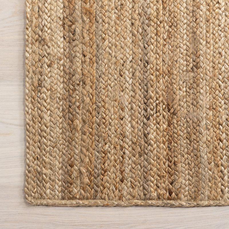 Nuloom 8 Square Rigo Jute Hand Woven Indoor Area Rug, Natural, Solid Farmhouse Design, Natural Fiber Bedroom, Living Room, Kitchen,
