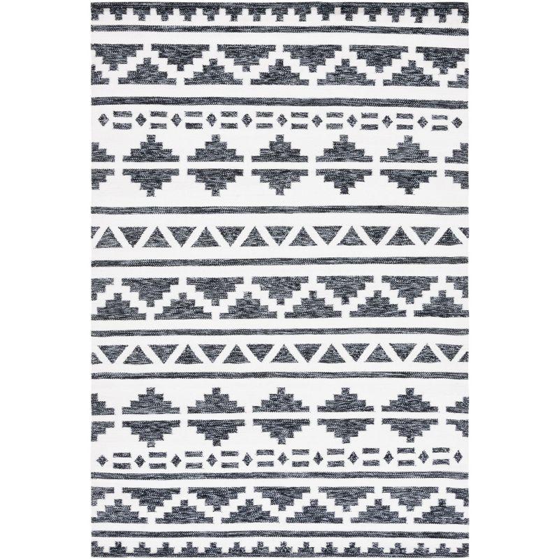 Black and Ivory Handmade Wool Square Area Rug