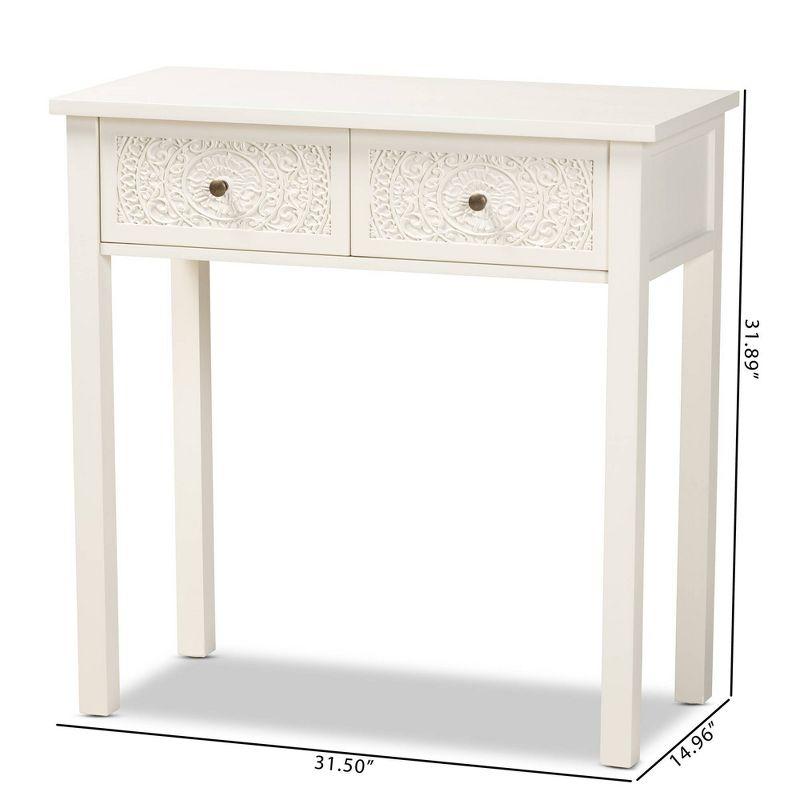 Lambert Wood 2 Drawer Console Table White - Baxton Studio