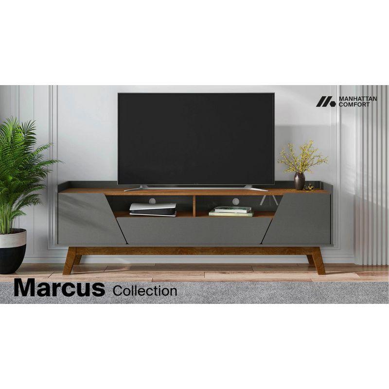 Marcus Mid-Century Modern 4 Shelf TV Stand for 65-70" TVs, Cable Management - Manhattan Comfort