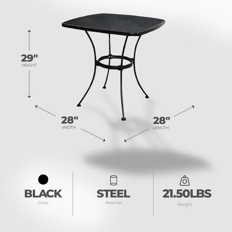 Uptown 28-Inch Black Steel Mesh Bistro Patio Dining Table