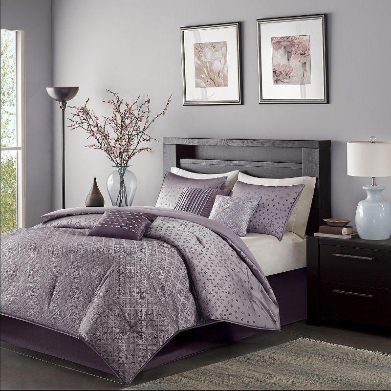 Biloxi Geometric 7 Piece Jaquard Comforter Set