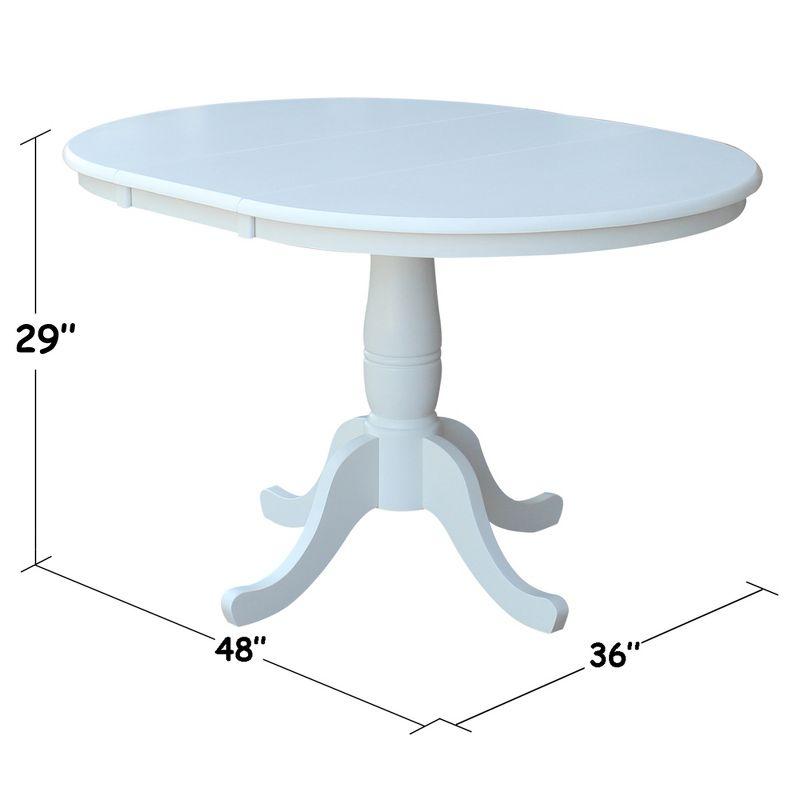 36" Kyle Round Top Pedestal with 12" Drop Leaf Dining Table White - International Concepts: Oval Kitchen Table for 4, Butterfly Leaf