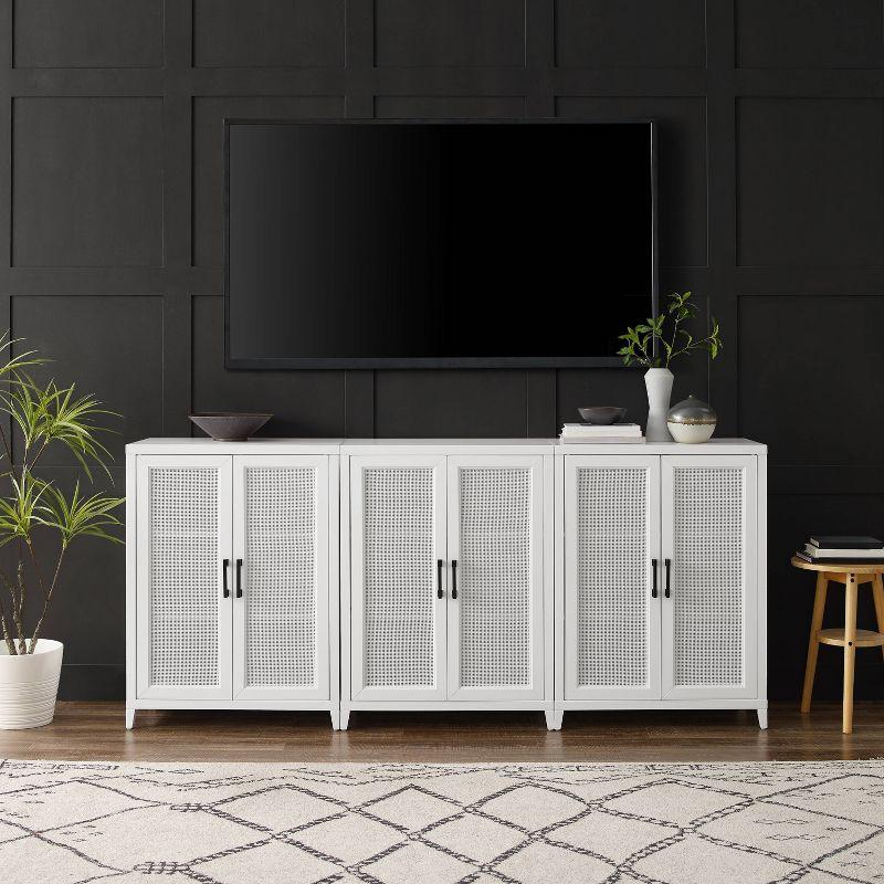 Crosley 84" Milo 3pc Media Sideboard Cabinet Set White