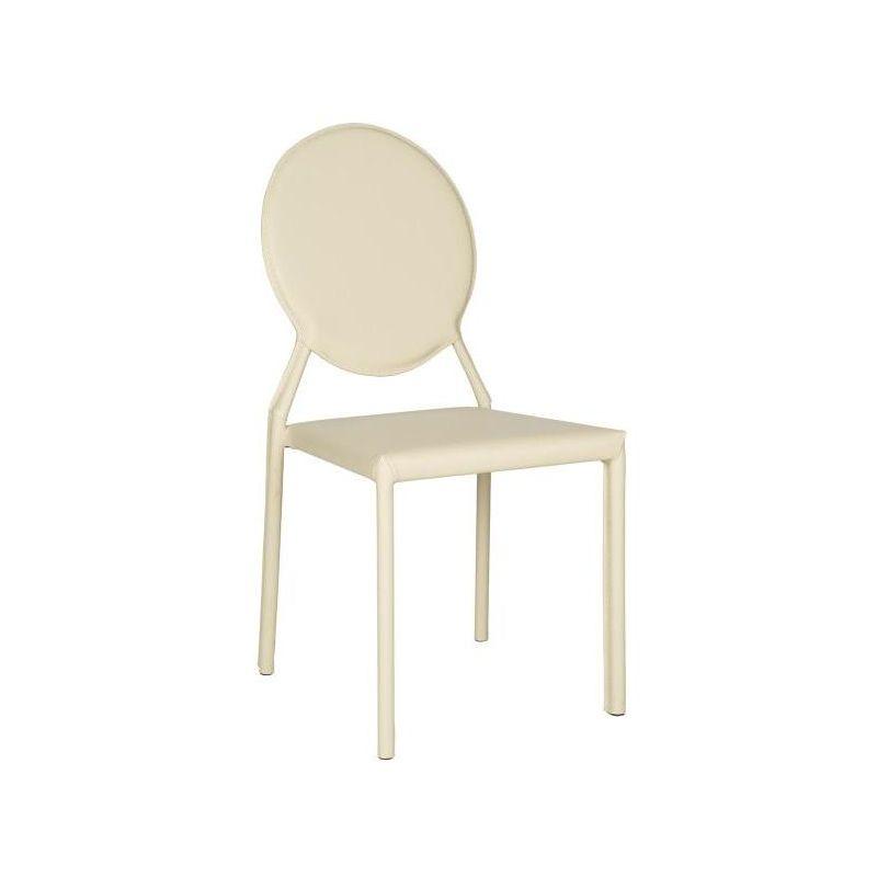 Warner Round Back Leather Side Chair (Set of 2) - FOX2018 - Butter Cream - Safavieh Couture