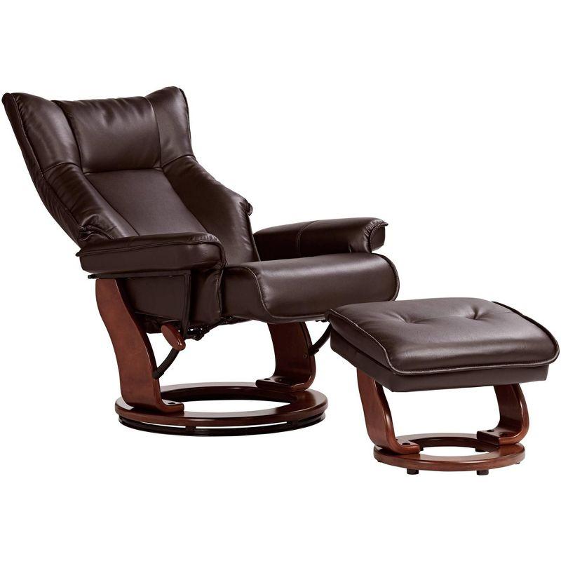 Java Brown Faux Leather Swivel Recliner with Ottoman