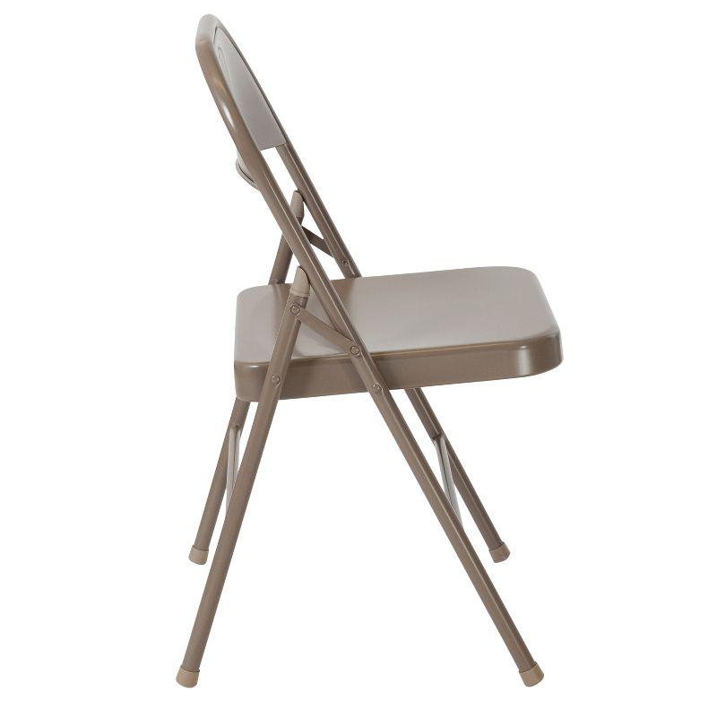 Beige Metal Foldable Reception Chair, 39" Length