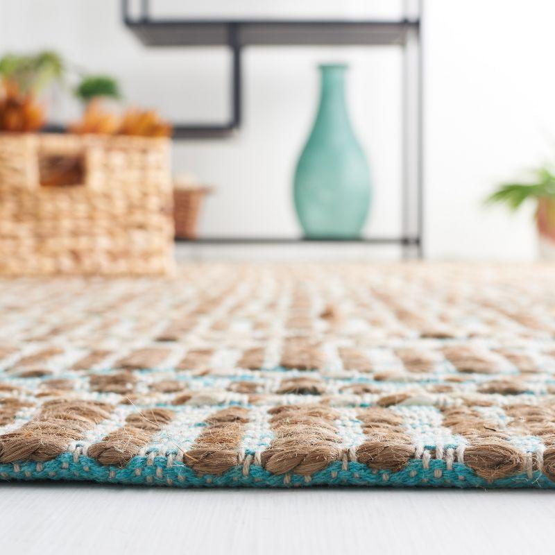 Natural Fiber NFB651 Power Loomed Area Rug - Teal/Natural - 5'x8' - Safavieh.