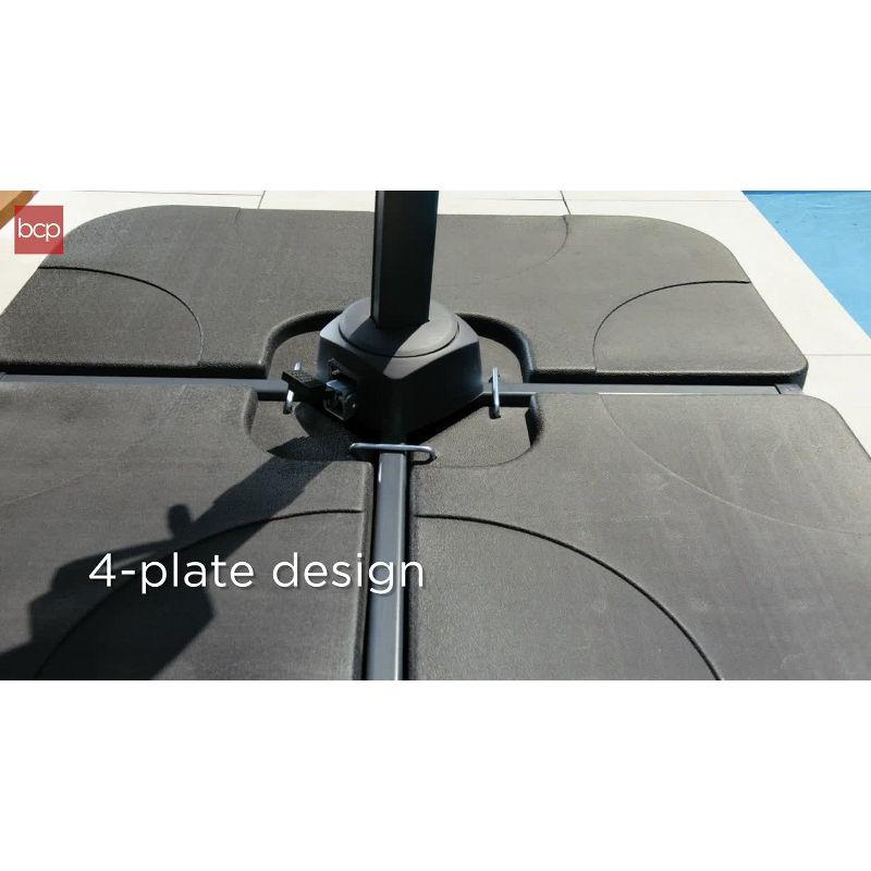 Black Faux Wicker Plastic Cantilever Patio Umbrella Base Set