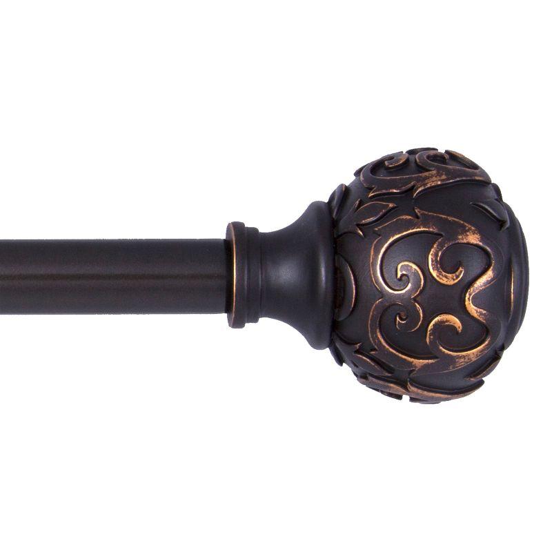 Kenney Oil Rubbed Bronze 66-120" Decorative Curtain Rod with Scroll Finials