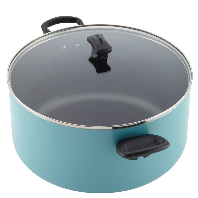 Farberware 10.5qt Aluminum Nonstick Covered Stockpot Aqua: Dishwasher-Safe Cookware, Gas & Electric Compatible