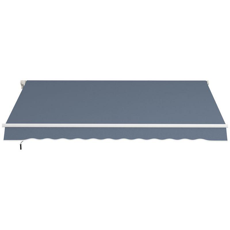 Outsunny 12' x 10' Manual Retractable Awning Outdoor Sunshade Shelter for Patio, Balcony, Yard, with Adjustable & Versatile Design, Charcoal Gray