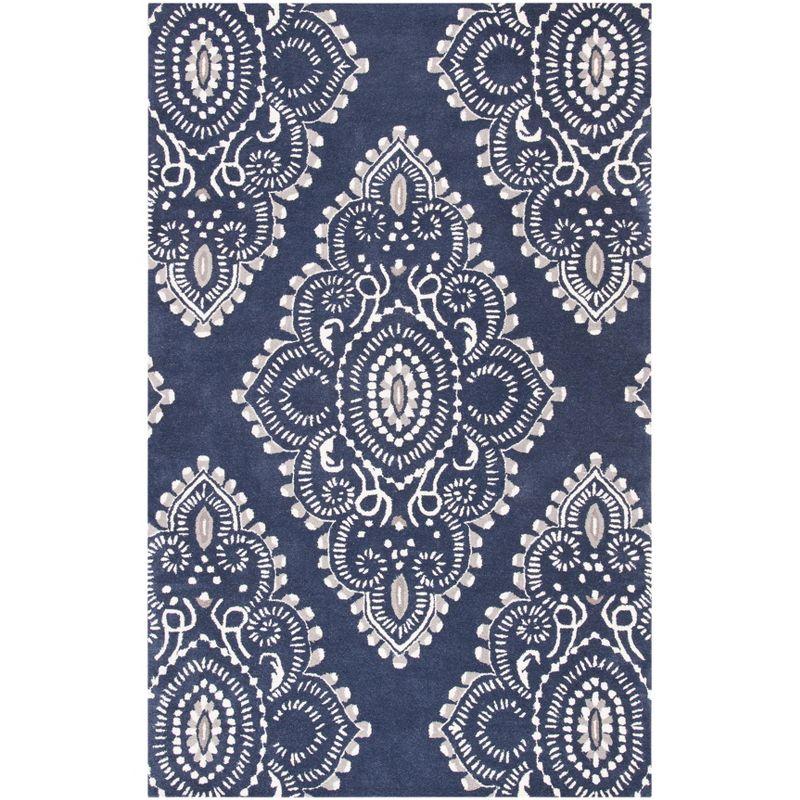 Wyndham WYD372 Hand Tufted Area Rug - Dark Grey/Ivory - 4'x6' - Safavieh.