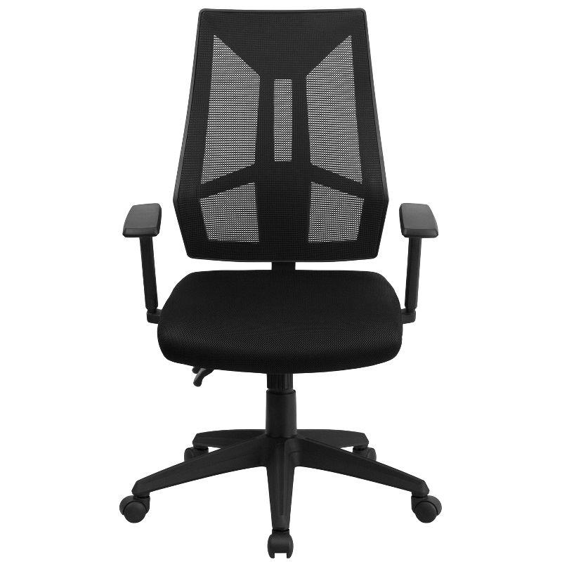 Flash Furniture High Back Black Mesh Multifunction Swivel Ergonomic Task Office Chair with Adjustable Arms