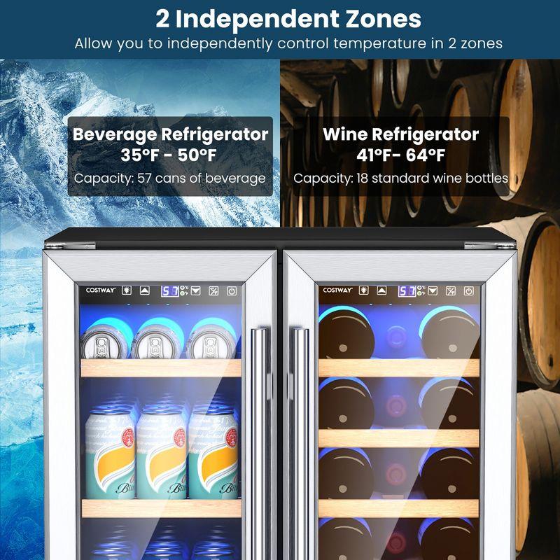 Costway 24'' Dual Zone Wine and Beverage Cooler Refrigerator Dual Control Refrigerator