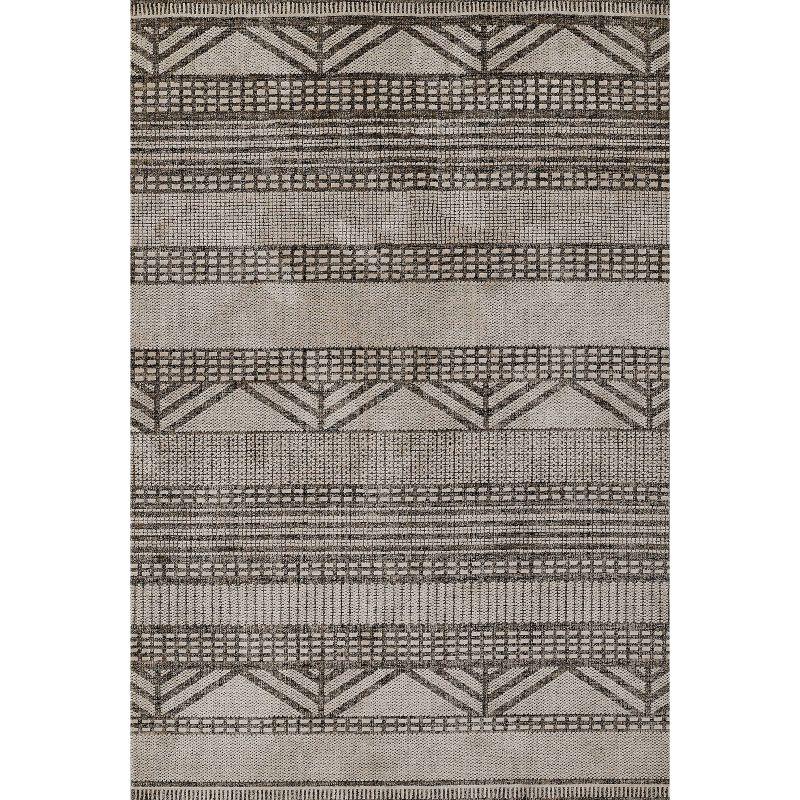 Rectangular Black Synthetic Easy Care Area Rug