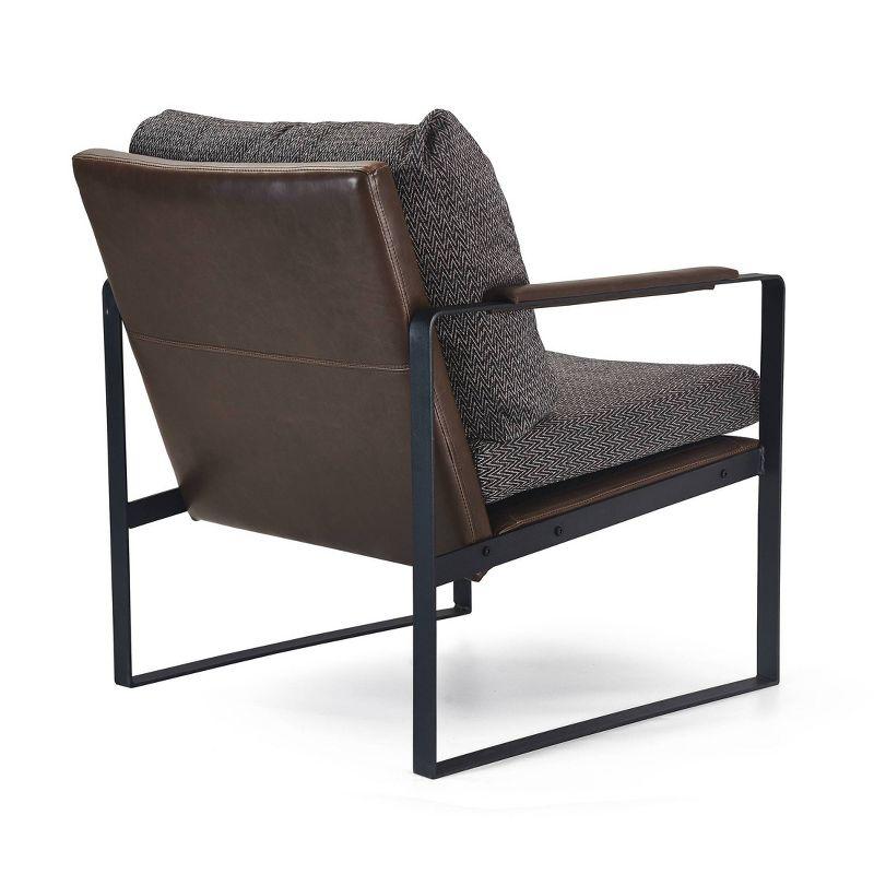 24" Amelie Mid-Century Modern Armchair Distressed Gray - Finch: Upholstered Polyester, Wood & Metal Frame