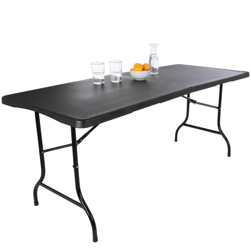 Hasting Home Adjustable Folding Table - Plastic Utility Tabletop