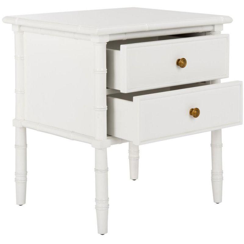 White Bamboo 2-Drawer 25" Transitional Nightstand