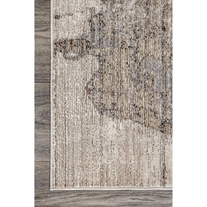 Abstract Silhouette Light Brown Synthetic Oval Area Rug 8' x 10'