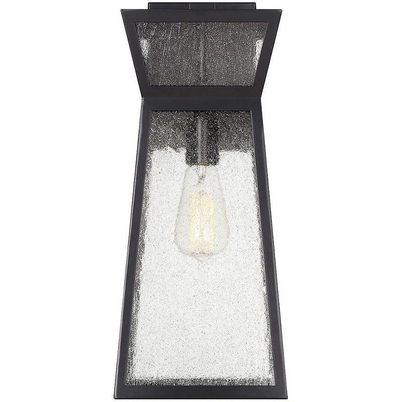 Matte Black Glass Lantern Outdoor Wall Light