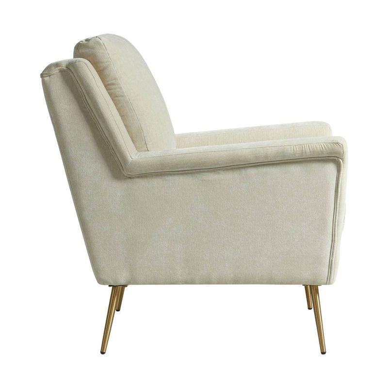 Mid-Century Modern Cream Accent Chair with Gold Legs