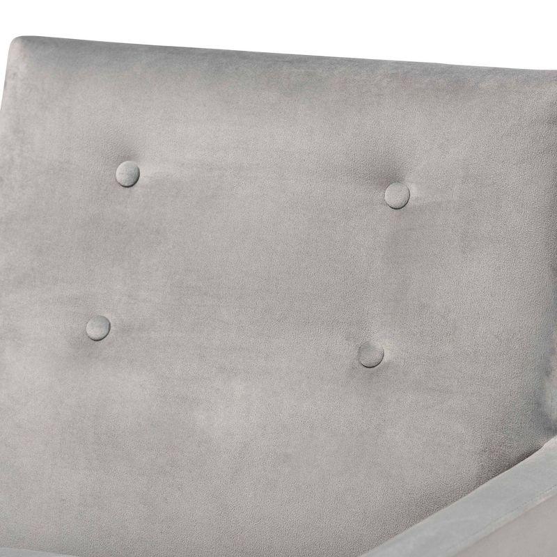 Perris Mid-Century Modern Velvet Fabric Upholstered Wood Lounge Chair Gray - Baxton Studio: Comfy Seating for Living Space