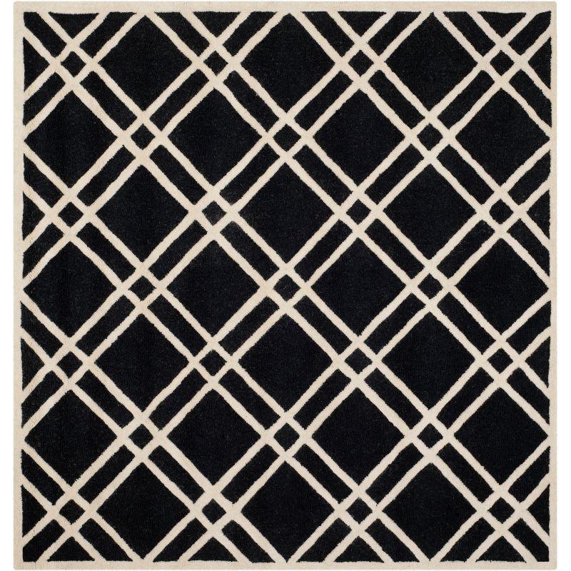 Deedgra Geometric Handmade Tufted Wool Black/White Area Rug