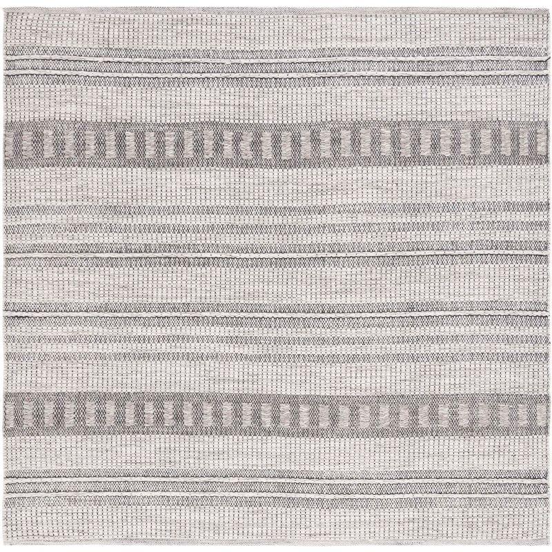 Handwoven Gray Square Wool Artisan Rug - 6' x 6'