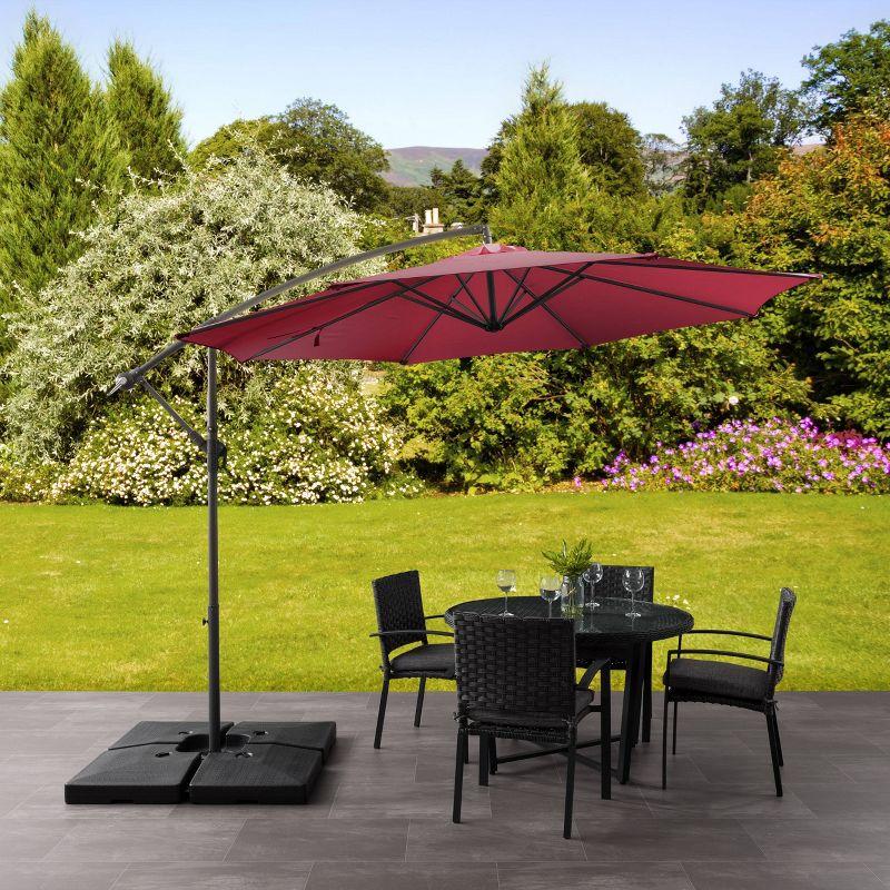 9.5' x 9.5' UV Resistant Offset Tilting Cantilever Patio Umbrella Wine Red - CorLiving