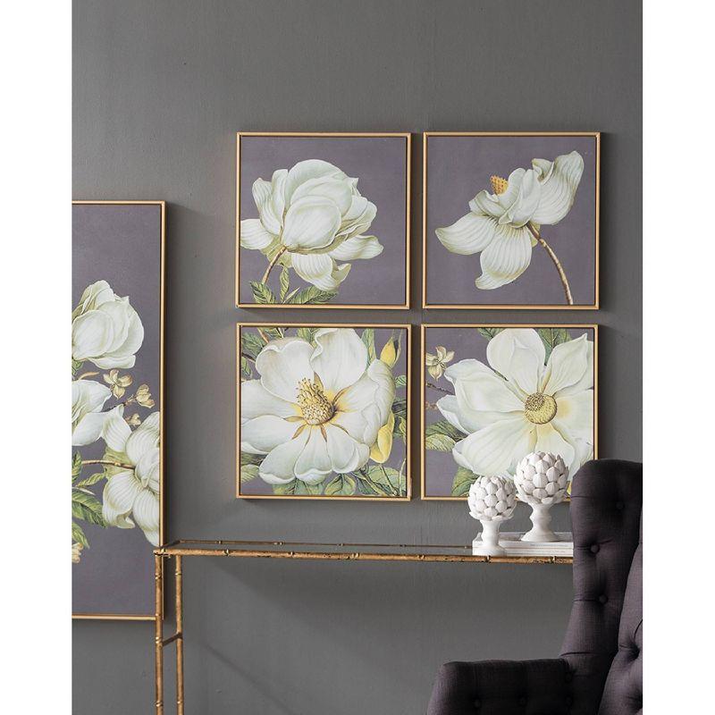 Blooming Florals Framed Wall Art -20"W X 1.5"L X 20"H - Gold