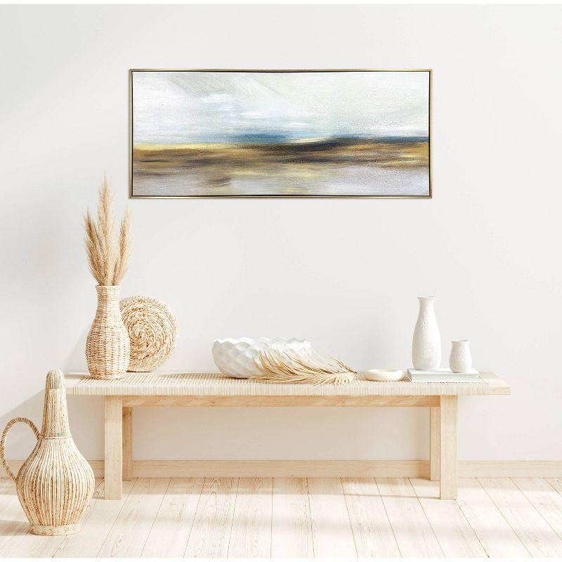 Abstract Horizon Hand Painted Gold Framed Canvas Art, 19x45 Inches