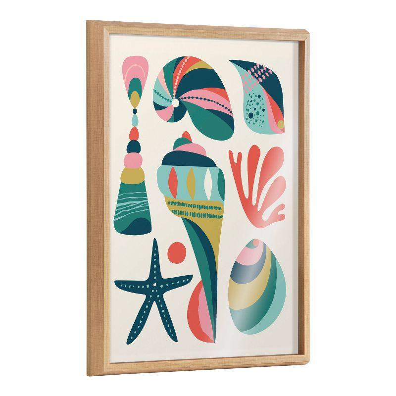 18" x 24" Blake Modern Colorful Seashells Framed Printed Glass Natural - Kate & Laurel All Things Decor