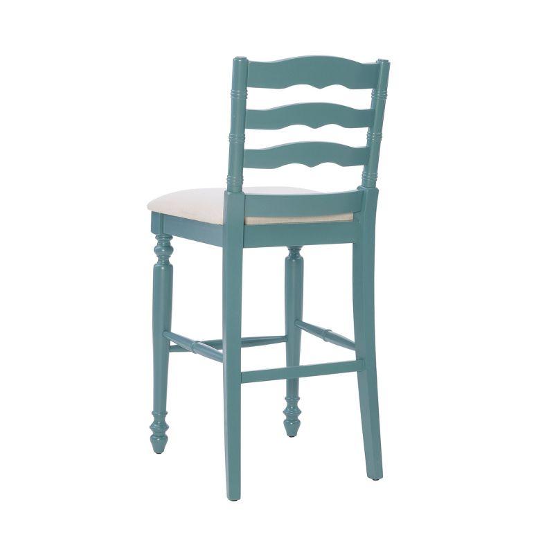 Elegant Antique Blue Wooden Barstool with Padded Seat