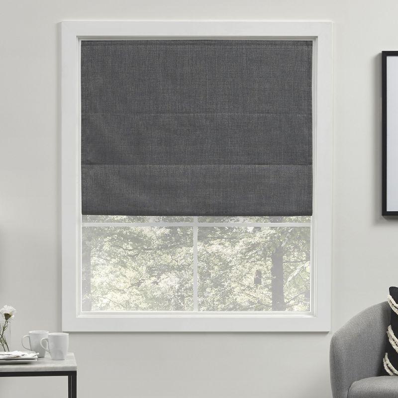 Gray Cordless Blackout Woven Fabric Roman Shade