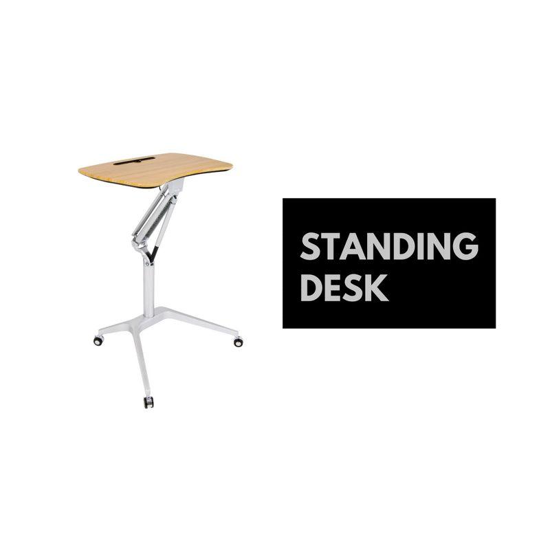 Adjustable Silver Maple Mobile Desk with Tablet Slot - 30"x22.5"