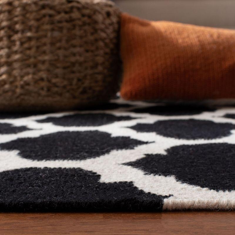 Heritage Square Handwoven Wool Rug in Black and Ivory, 4' x 6'