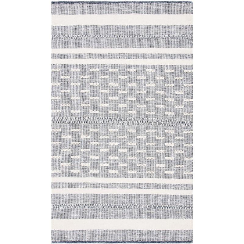 Ivory Stripe Kilim 6' x 9' Hand Woven Wool-Cotton Rug