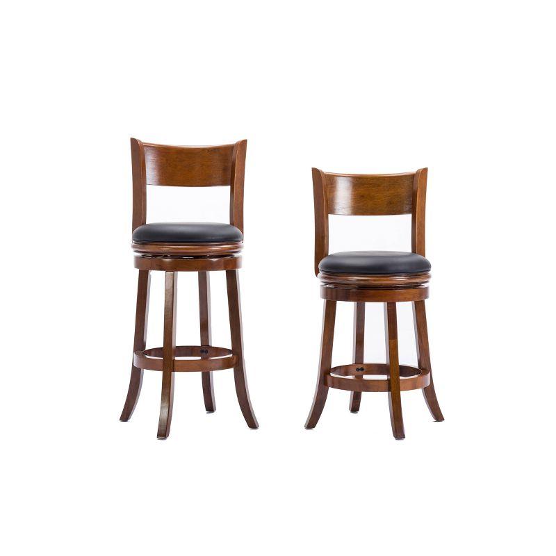 Boraam 24" Palmetto Swivel Hardwood Counter Height Barstool Walnut: Upholstered, Lacquered Finish, Foam Filled