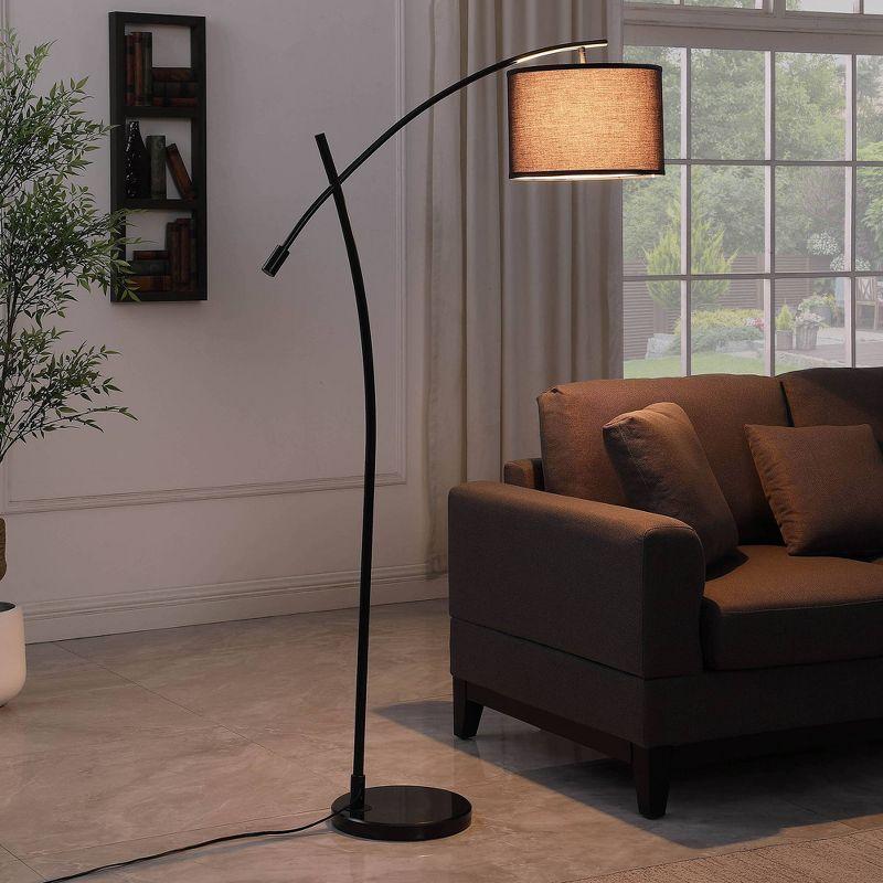 Oscar 65" Adjustable Black Metal Arc Floor Lamp with Marble Base