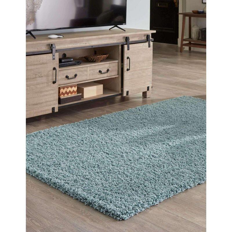 Unique Loom Solid Shag Collection Area Rug (7' 10" x 11' Rectangle Light Slate Blue)