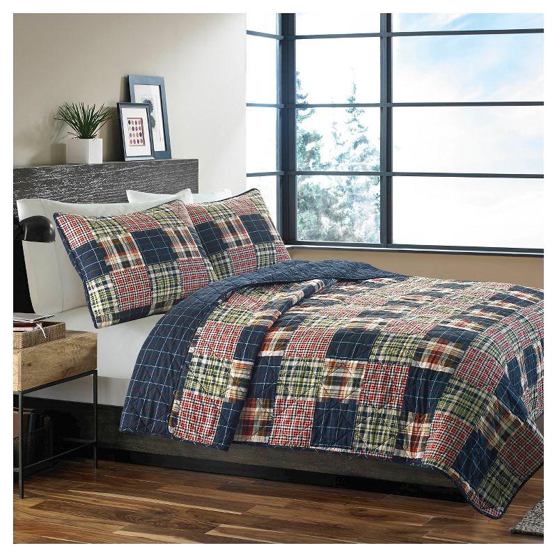 Eddie Bauer Eddie Bauer Madrona Blue Cotton Reversible Quilt Set