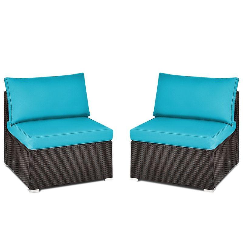 Ivy Bronx Howells 2 Pieces Patio Rattan Armless Sofa Set with Cushions (Set of 2)