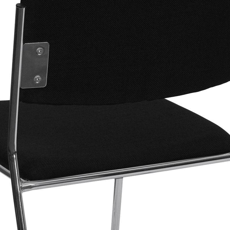 Black Fabric and Chrome Stacking Side Chair