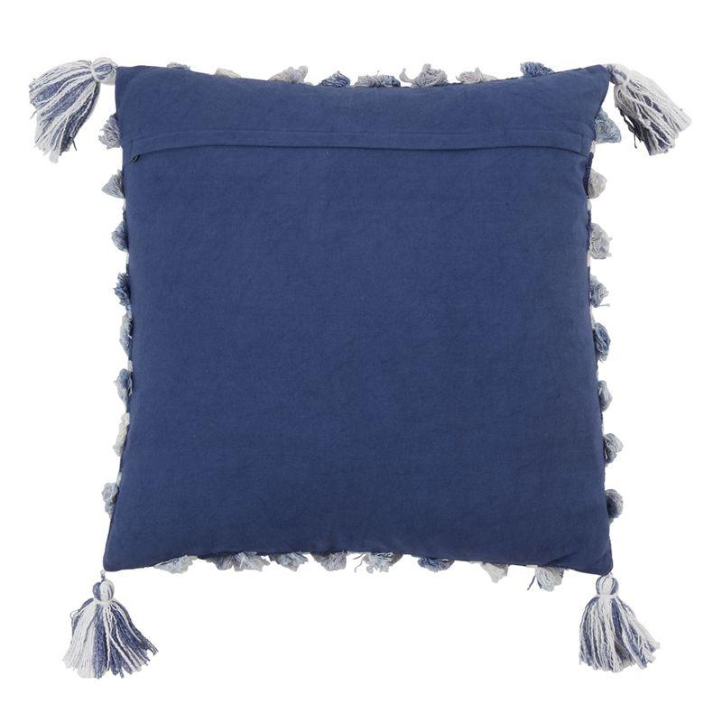 Navy Blue Dual-Tone Tufted Diamond Throw Pillow with Tassels