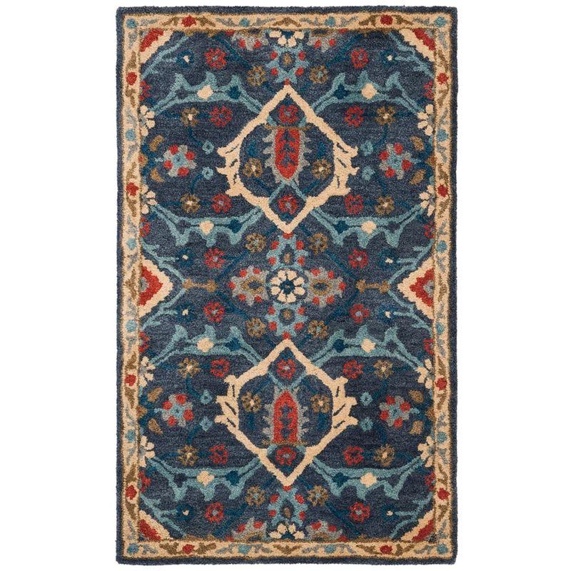 Elegant Heritage Blue Wool 3' x 5' Hand-tufted Rectangular Rug