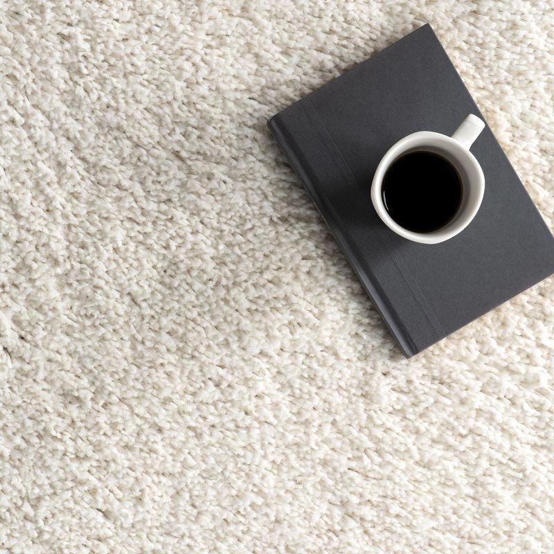 Nuloom Marleen Solid 8 Square Shag Indoor Area Rug for Living Room Bedroom Dining Room Nursery, Off White