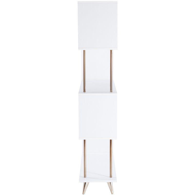 SEI Furniture Beckerman 4 Shelf Bookcase in White and Champagne