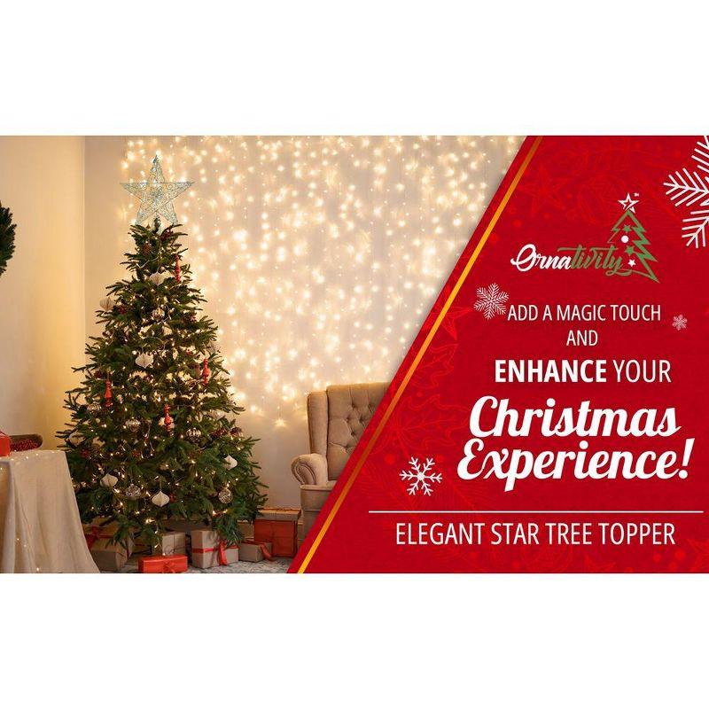 Ornativity Silver Star Tree Topper - Silver