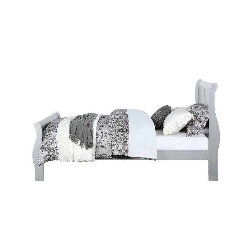 Full Louis Philippe Bed Platinum - Acme Furniture: Classic Sleigh, Pine Wood Frame, Box Spring Required